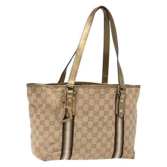 GUCCI GG Canvas Tote Bag Beige Gold 137396 Auth 138191 - Picture 1 of 16